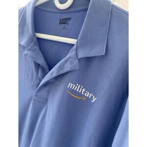 LANDS' END Polo shirt Sz Large  cotton Short Sleeve Polo Comfort Military Logo